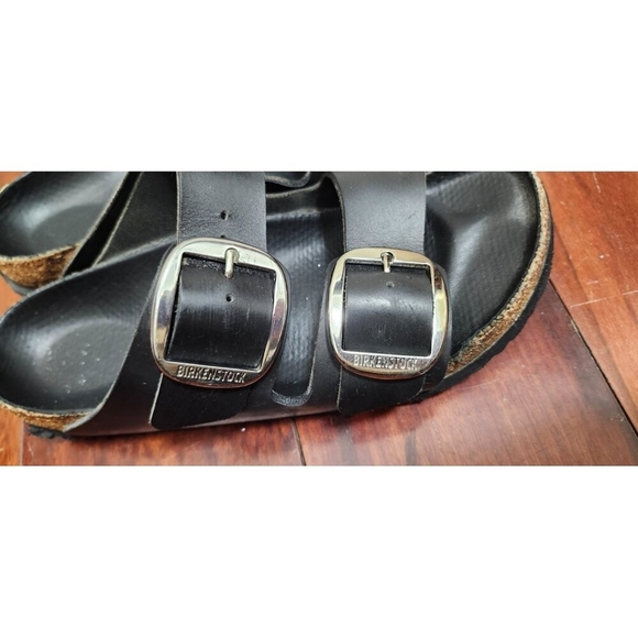Birkenstock Arizona Womens Leather Sandals Black Double Buckle Comfort Slides 37 - Picture 6 of 14